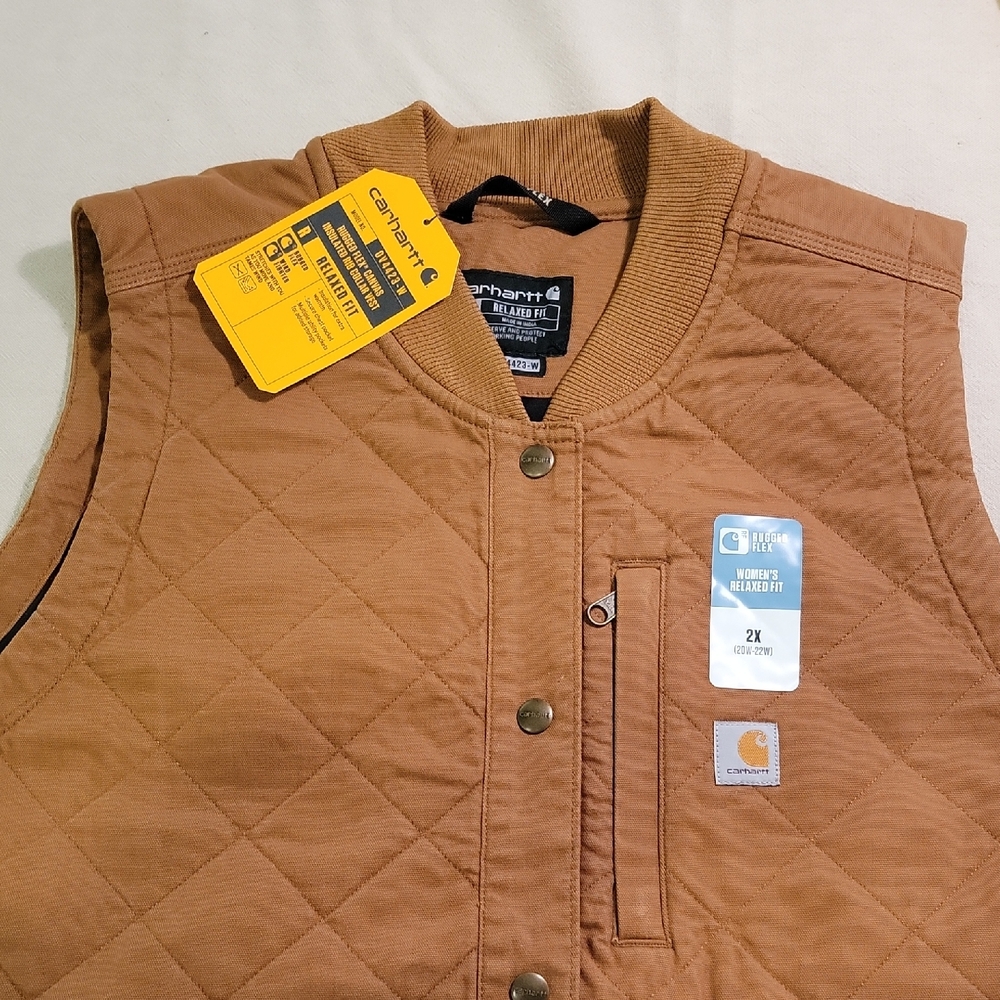 Carhartt Rugged Flex Canvas Vest Womens 2X Relaxed Fit Brown - NWT